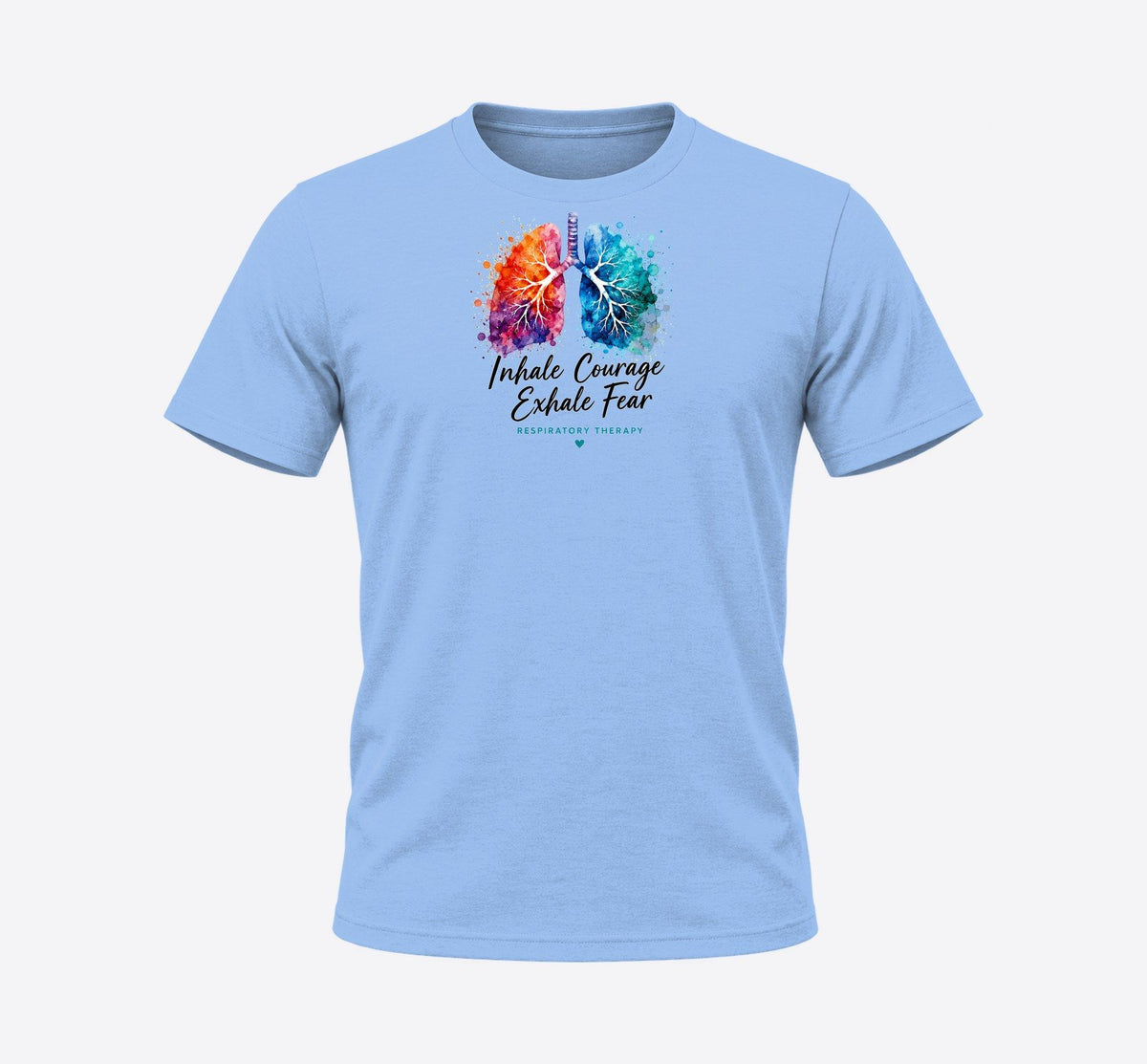 Inhale Courage Exhale Fear respiratory therapy t-shirt in Light Blue