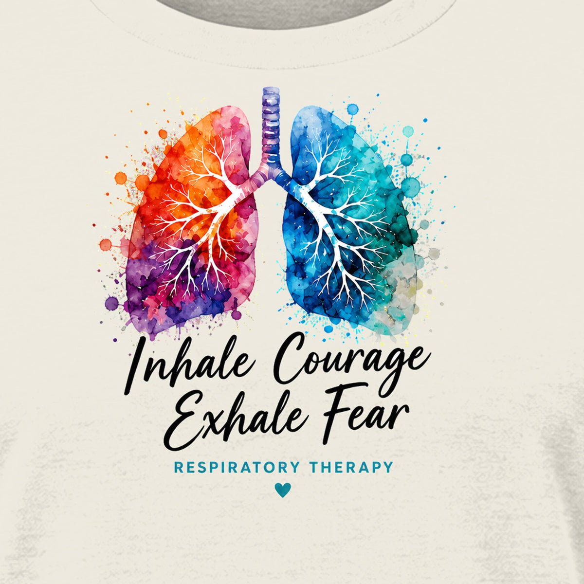 Inhale Courage Exhale Fear shirt in Oatmeal Heather, close-up of the print