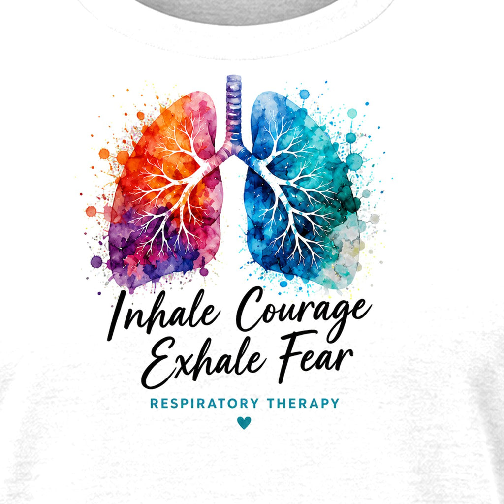 Inhale Courage Exhale Fear shirt in White, close-up of the print